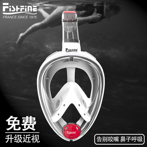 fishfine全面罩浮潜近视浮潜三宝