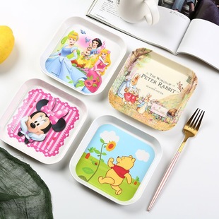 卡通儿童餐桌吐骨头鱼刺垃圾方盘家用坚果壳盘KTV零食小吃碟渣盘