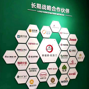 亚克力磁吸六边形照片背景墙员工风采展示公司企业文化墙相框定制