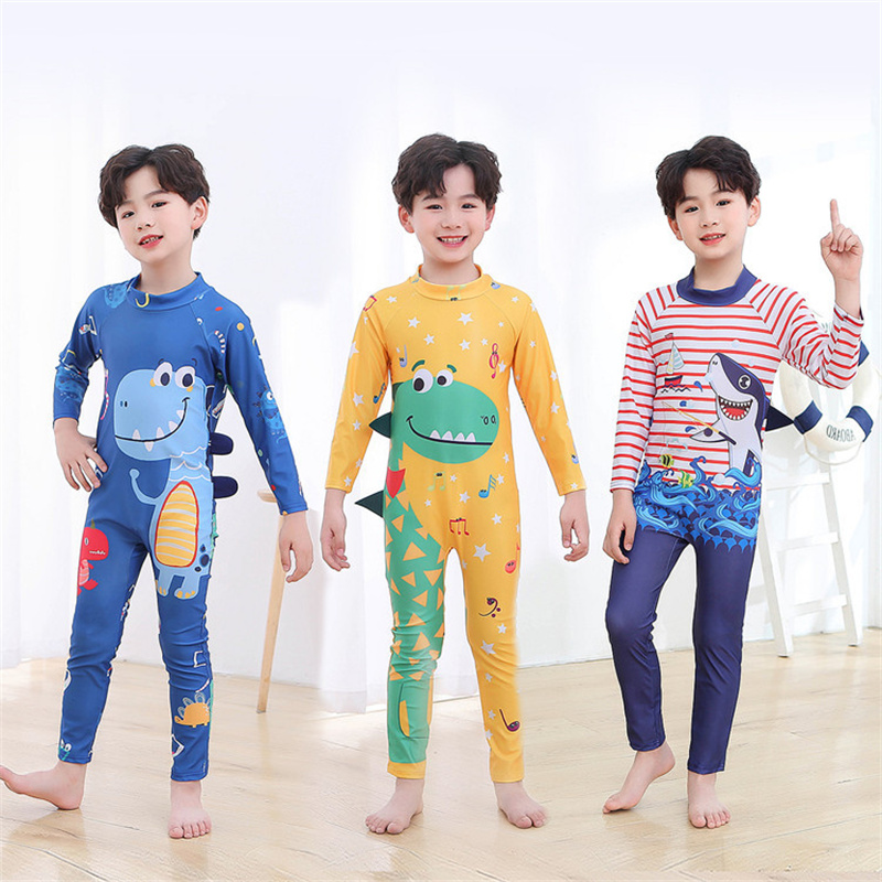 男童连体泳衣长袖长裤防晒潜水服