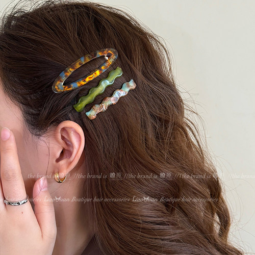 气质3个醋酸发夹侧边简约刘海夹