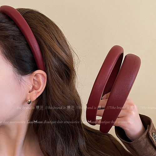 洋气低调的酒红发卡发箍女2025新款高级感压发头箍时尚百搭发饰品