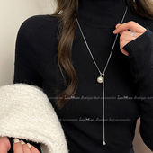 气质高端配饰 爆款 大气可调珍珠项链轻奢小众长款 毛衣链女2025新款