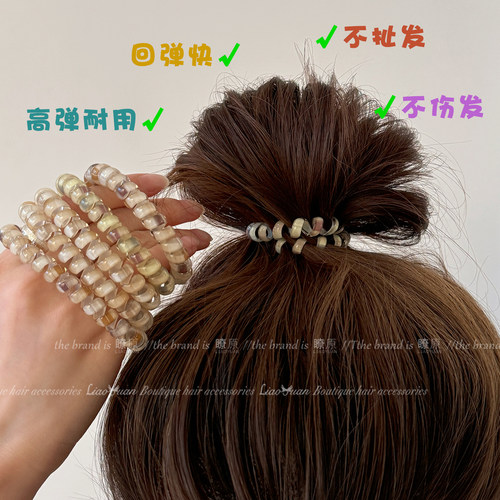 1盒6根色系超美~高级感电话线发圈女高级感夏日丸子头皮筋扎头绳