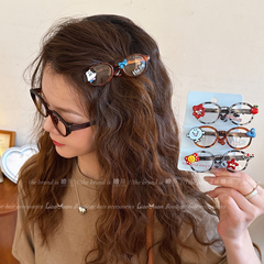 卡通可爱个性ins网红眼镜碎发刘海夹侧边夹女鸭嘴夹甜酷发卡发饰