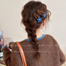 甜美花朵羊羔毛BB夹女高级感侧边刘海夹秋冬2025新款 夹子发饰头饰