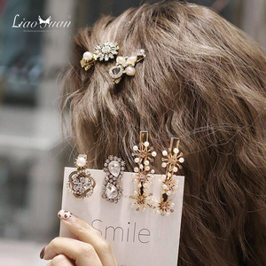 复古花朵发夹可爱边夹