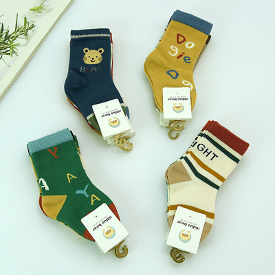 尼多熊卡通中筒袜秋冬季男宝棉袜