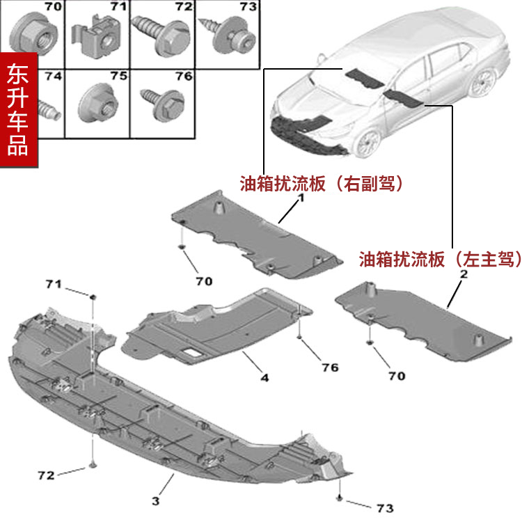 适标致3008志308雪铁龙C4L世嘉408燃油箱导流板空气扰流板下护板