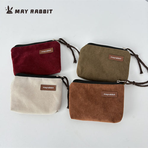 MAYRABBIT新款麂皮绒纯色零钱包