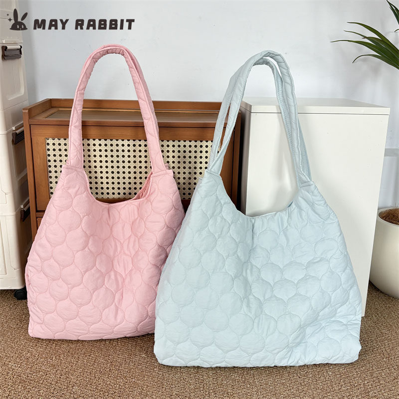 MAYRABBIT 绗棉菱格褶皱单肩包小众甜美托特包大容量时尚通勤包包,箱包皮具/热销女包/男包,单肩包,淘宝优惠券,粉丝福利购,淘宝优惠卷