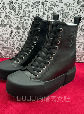 2024年春夏新品厚底隐形内增高8CM高帮黑色休闲小白鞋女YF698ABD