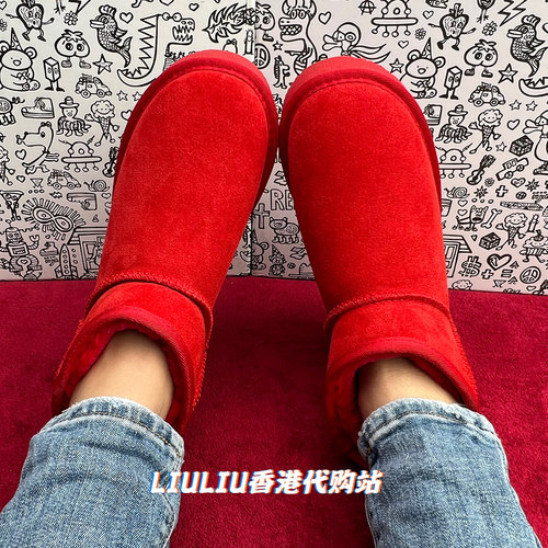周冬雨同款冬季大红色婚鞋内增高