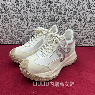 [隐形内增高9CM]春季新款厚底白色老爹鞋休闲软底运动女鞋944ITG
