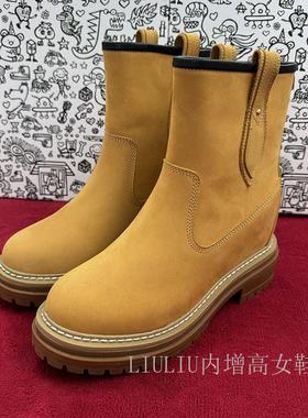 新款厚底隐形内增高9cm西部黄色马丁靴真皮切尔西靴YF735AYBC