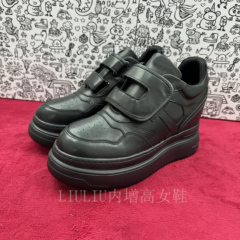 【隐形内增高9CM】厚底拼接魔术贴黑色真皮时尚休闲鞋YF976AYXB,女鞋,时尚休闲鞋,淘宝优惠券,粉丝福利购,淘宝优惠卷