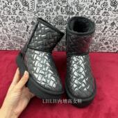 25年冬季 保暖亮晶晶短筒百搭休闲防水7cm隐形厚底内增高雪地靴女