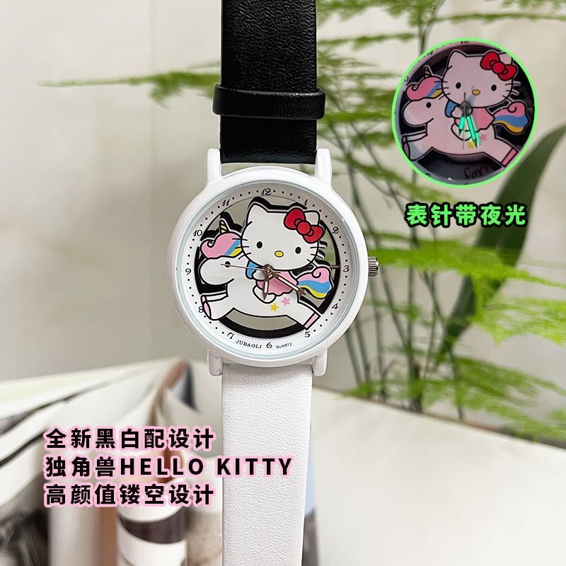 聚堡利凯蒂猫夜光皮带学生腕表