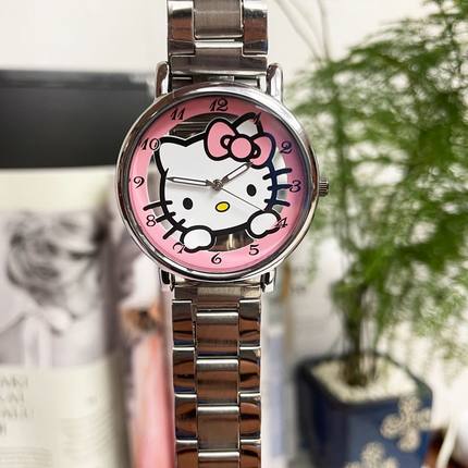新款Hello Kitty卡通手表初高中学生表可爱夜光皮带表ins风高颜值