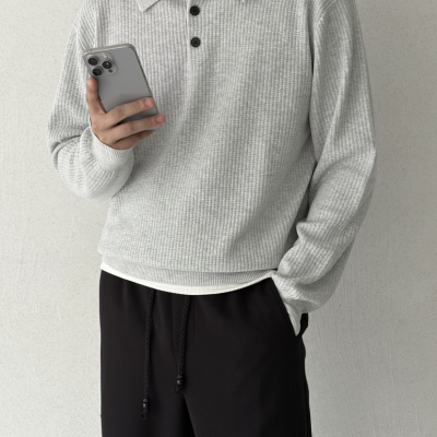 韩系SIMPLE家秋冬复古休闲简约翻领休闲保暖毛衣YS2-M055