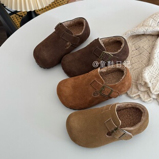 女童勃肯鞋加绒鞋2026冬新款儿童鞋子女孩棉鞋男童加绒加厚豆豆鞋