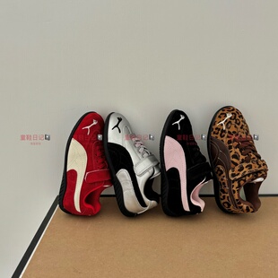 儿童阿甘鞋加绒2026秋冬新款女童德训鞋复古红色休闲鞋男童运动鞋