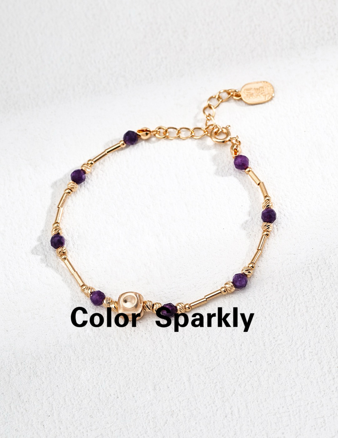 925银镀金紫水晶招财手链