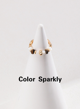 Color Sparkly小众轻奢设计不规则碎银子虎眼石戒指高级感时尚