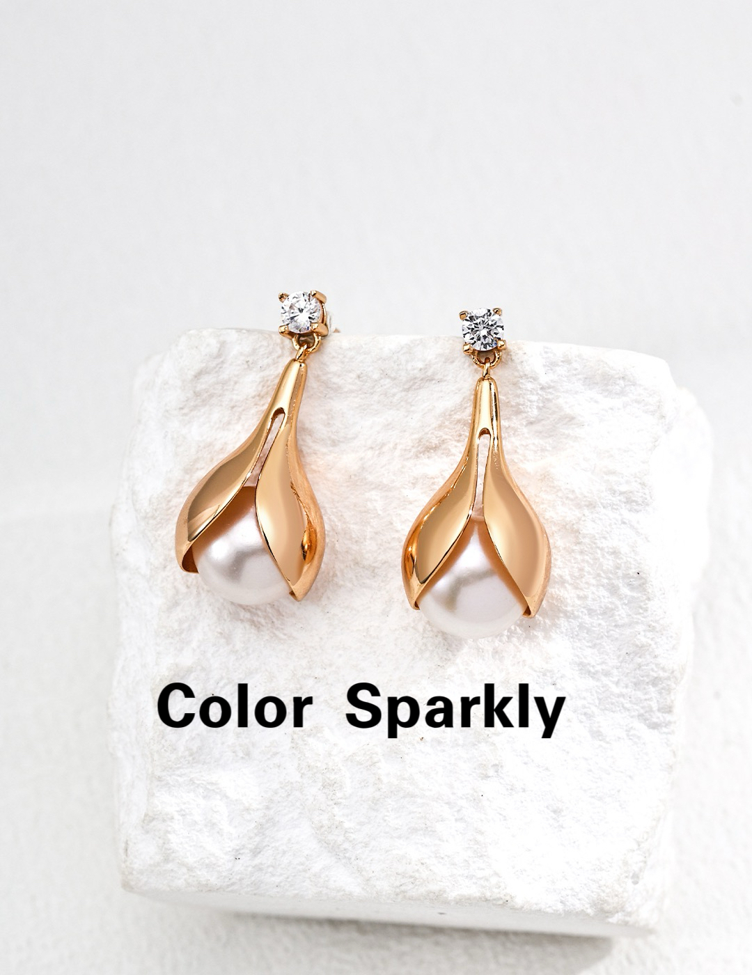 天然珍珠锆石耳环女轻奢高级感