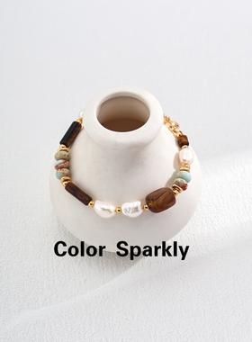 Color Sparkly复古天然石手链女小众设计感高级轻奢气质百搭