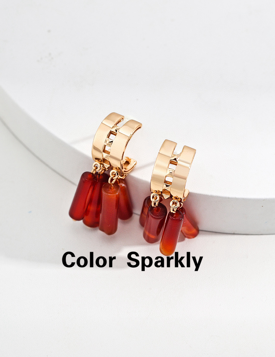 Color Sparkly 复古异域风情新中式玛瑙手工流苏串风铃长耳环