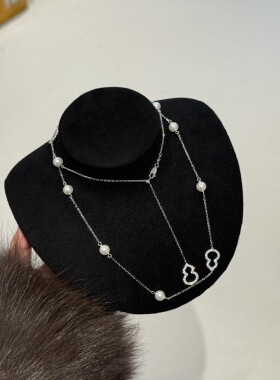 925银镀金珍珠葫芦毛衣链