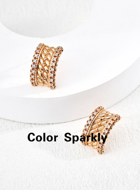 Color Sparkly 925银镀金编织耳环女轻奢小众高级感耳饰生日礼物