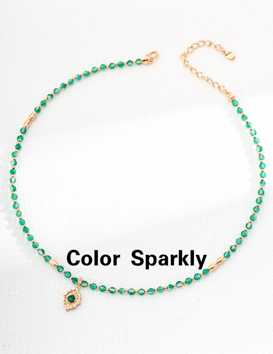 Color Sparkly 小众轻奢设计S925银绿玛瑙项链高级感时尚百搭项链