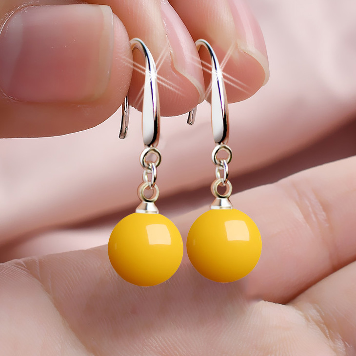 2022新款蜜蜡长款蓝珀耳坠