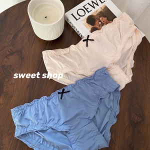 sweet小铺 ins风甜美舒适简约纯色冰丝透气丝滑内裤女新款少女