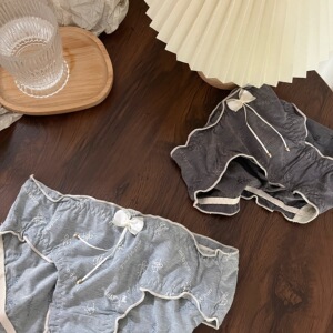 sweet小铺日系甜美木耳边纯简约蝴蝶结包臀棉低腰少女三角内裤女