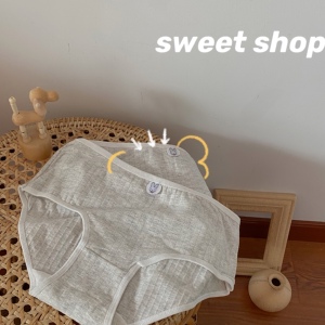 sweet小铺亲肤纯棉日系简约纯色卡通兔子可爱低腰灰色少女内裤女