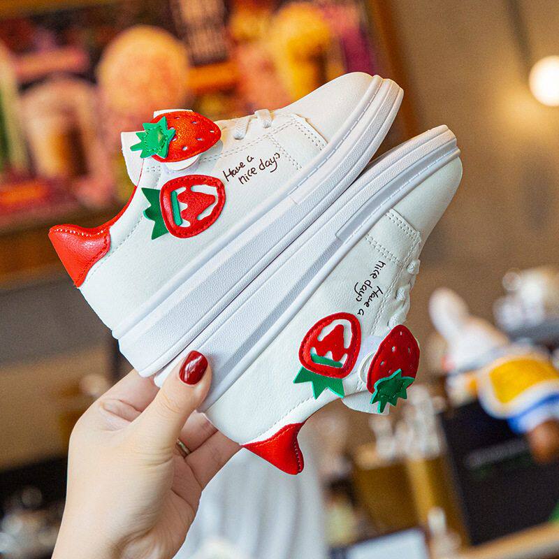 童鞋新款透气休闲小白鞋跑步3平底白色休闲-女童学生岁板鞋12春秋