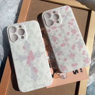 原创哥特复古玫瑰十字架全包手机壳适用苹果1615141312PROMAX软壳