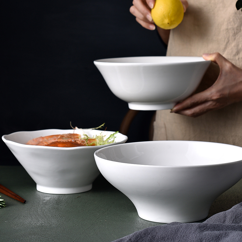 烩面碗釉下彩陶瓷斗笠喇叭拌面碗汤碗家用大碗牛肉吃面碗大号日式