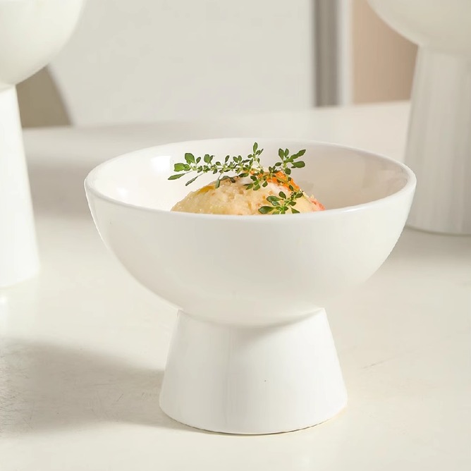 高档陶瓷高脚碗家用点心碗意境菜碗分子料理餐具小吃碗餐厅商用