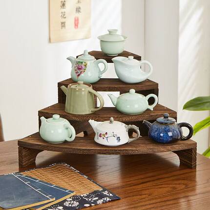 实木博古架茶具茶壶茶杯收纳展示架桌面手办整理置物架茶室用品