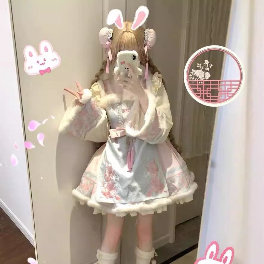 秋冬款新年战袍椿雪绒绒洛丽塔女