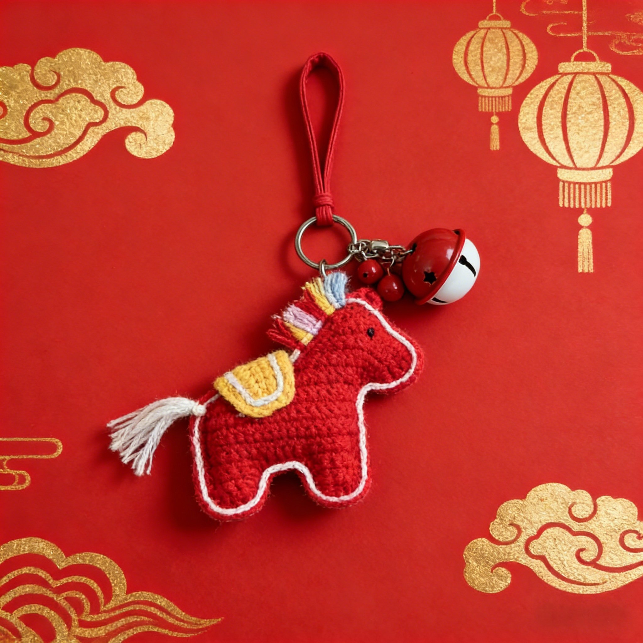 马年吉祥物新年小马挂件材料包 手工diy钩织毛线钥匙扣礼物送教程