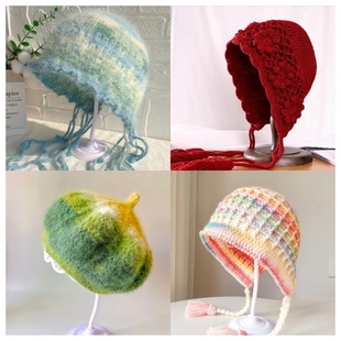 DIY手工钩织猫耳帽材料包十刻雪宝同款渐变羊毛线钩针帽子礼物