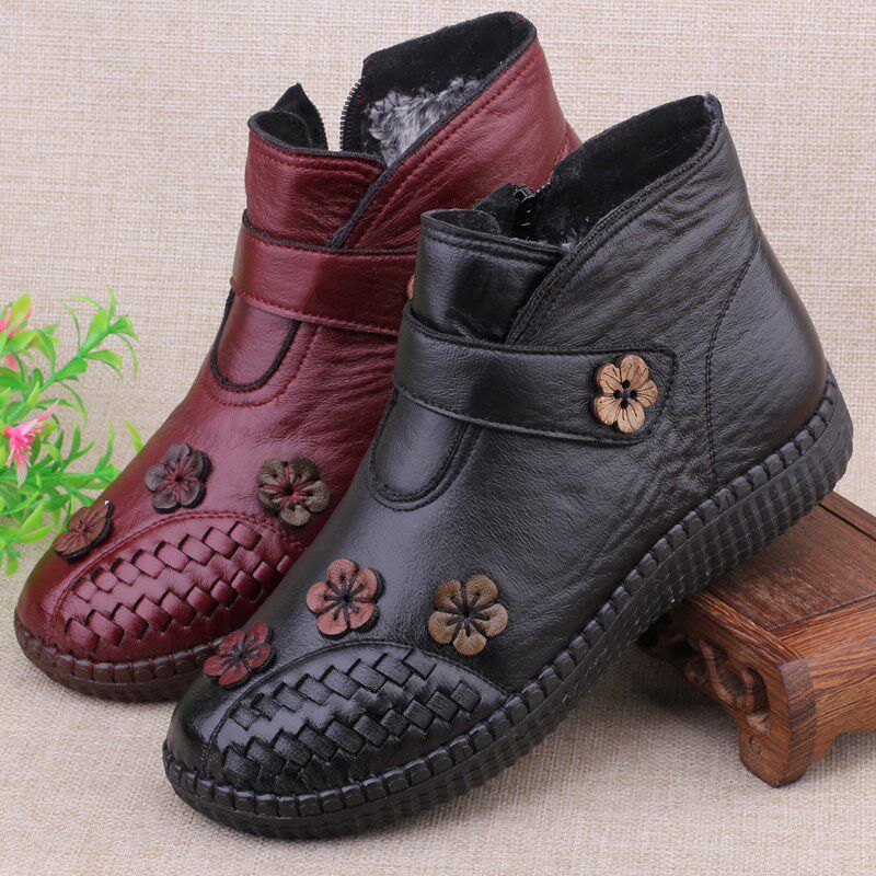 老北京布鞋女棉鞋加绒保暖妈妈鞋软底软面舒适老人圆头防滑女棉靴,女鞋,传统布鞋,淘宝优惠券,粉丝福利购,淘宝优惠卷