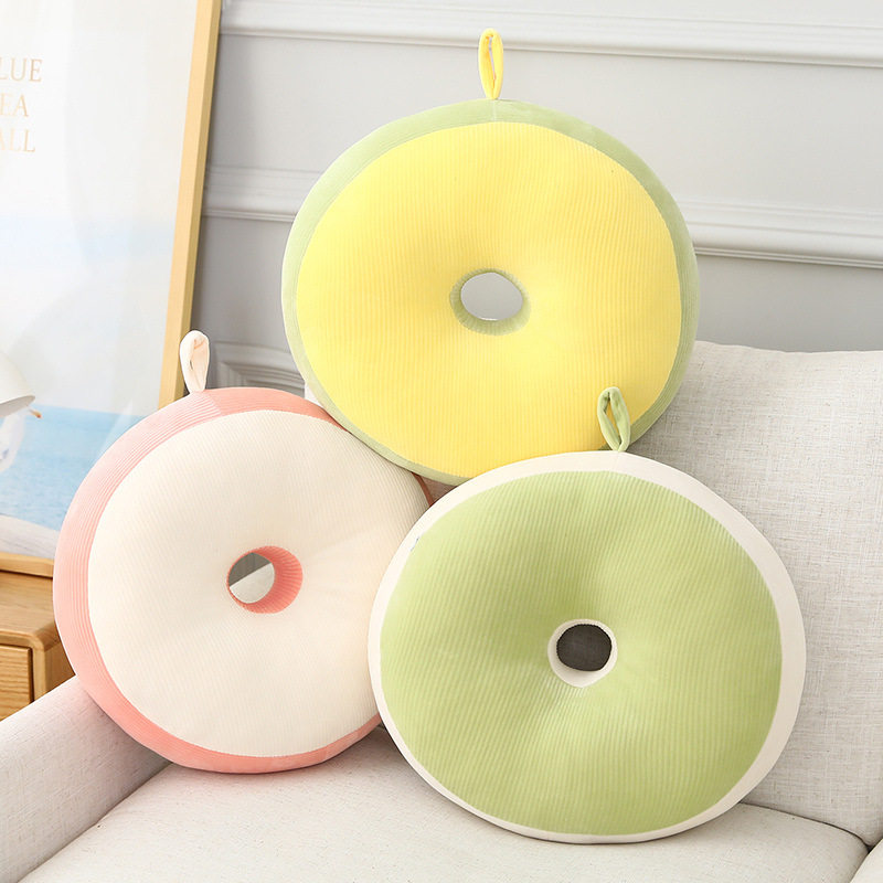 甜心马卡龙坐垫中孔加厚圆形条纹甜甜圈糖果色女生家居蒲团椅垫子