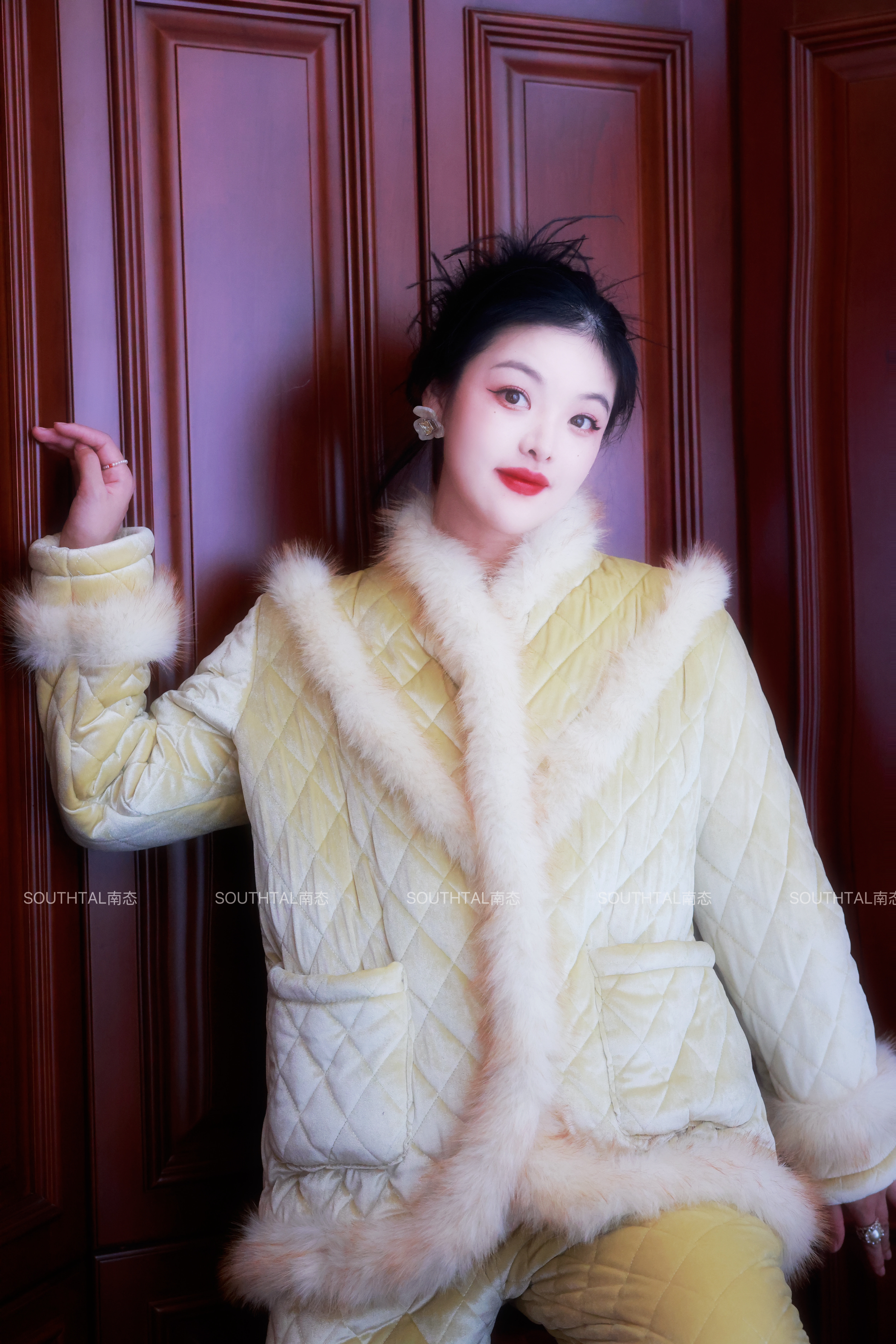 南态，暮色与海，冬季加厚可外穿三层夹棉加绒加厚可外穿睡衣套装