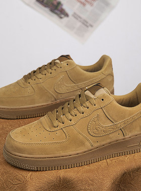 莆田空军一号af1低帮男鞋秋冬小麦色aj1百搭女鞋学生增高休闲板鞋